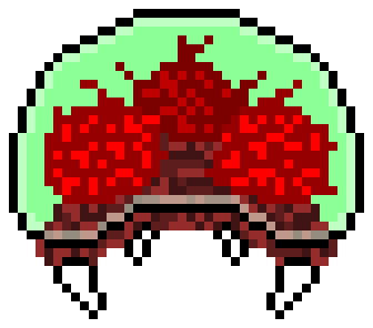 A pixel gif of a baby Metroid from the eponymous Nintendo series.