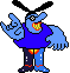 A pixel gif of the Chief Blue Meanie from the movie The Yellow Submarine.